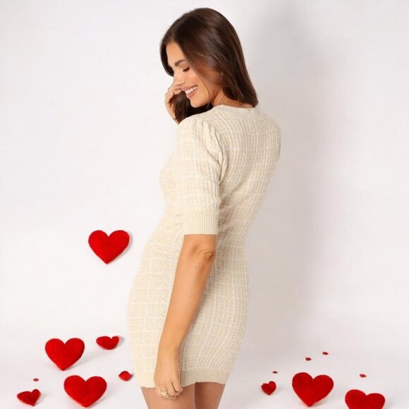 NWT En Saison Paige Mini Dress Light Taupe - Picture 6 of 7